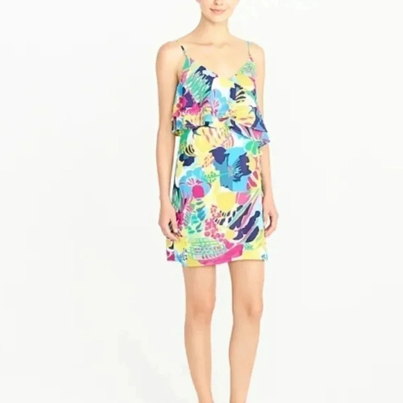 J. Crew Factory Size 2 Floral Printed Ruffled Cami Dress New! - Picture 1 of 8